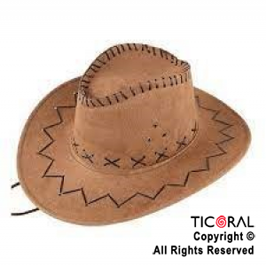 SOMBRERO COWBOY PREMIUM MARRON CLARO TELA x 1